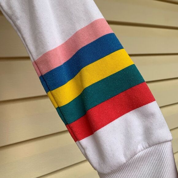 Wildfox white/rainbow decorated hooded zip up sweater, good preowned condition,S - Picture 15 of 16